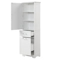 Tall Bathroom Storage Cabinet, Freestanding Storage Cabinet With Two Different Size Drawers And Adjustable Shelf, Mdf Board With Painted Finish, White White Mdf