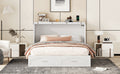 Queen Size Murphy Bed Wall Bed With Drawer And A Set Of Sockets & Usb Ports, Pulley Structure Design, White White Solid Wood Mdf