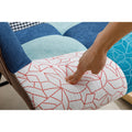 Modern Patchwork Accent Chair With Solid Wood Armrest And Feet, Mid Century Modern Accent Sofa, Fabric Sofa Chair For Living Room Bedroom Studio, Comfy Side Armchair For Bed Blue Antique Blue Foam Cotton Linen