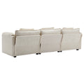 Modern Large Boucle Fabric L Shape Sectional Sofa Beige Boucle