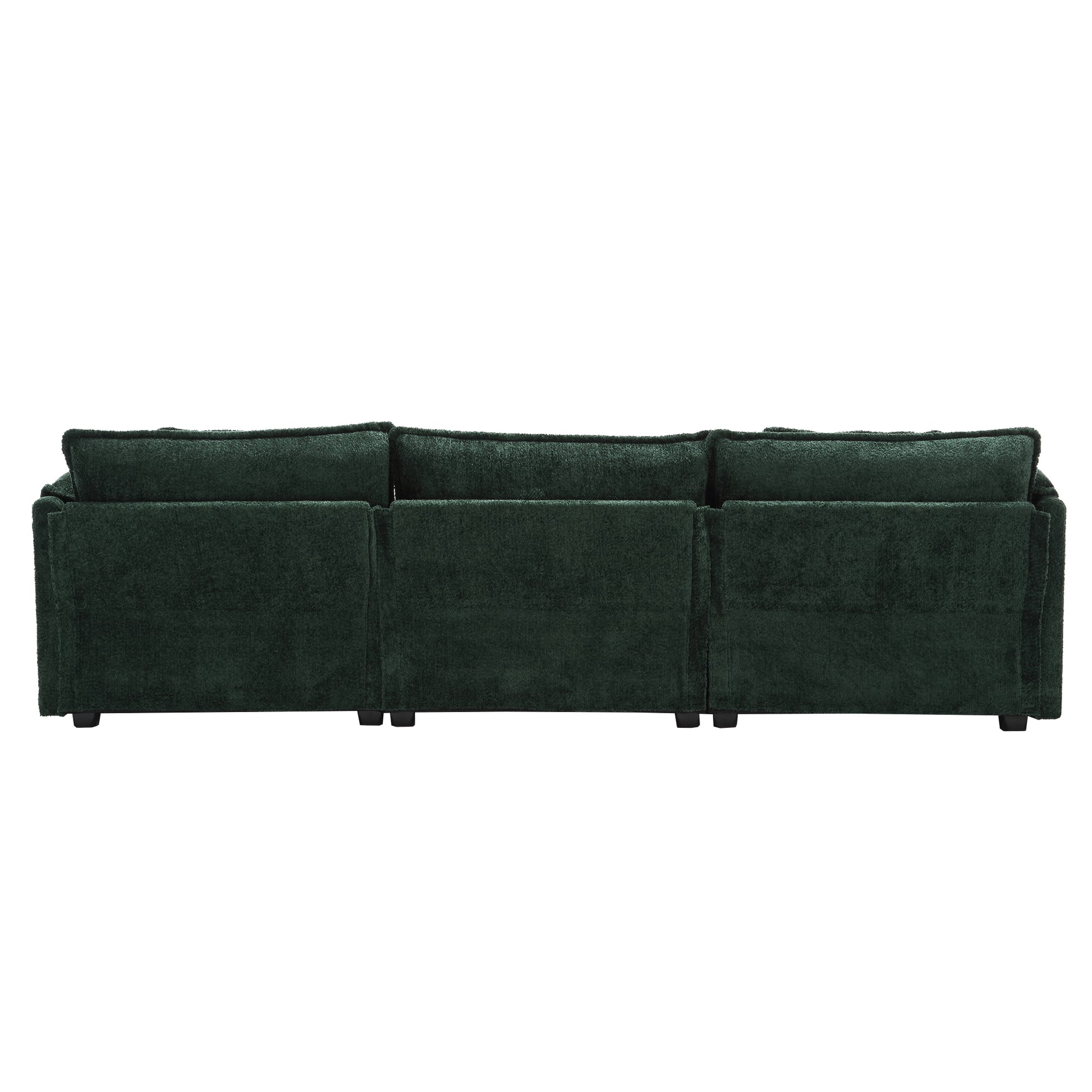 Modern Large Boucle Fabric L Shape Sectional Chenille Fabric, Movable Pedals, Detachable Armrests, Oversized Three Seat Sofa Emerald Chenille 3 Seat