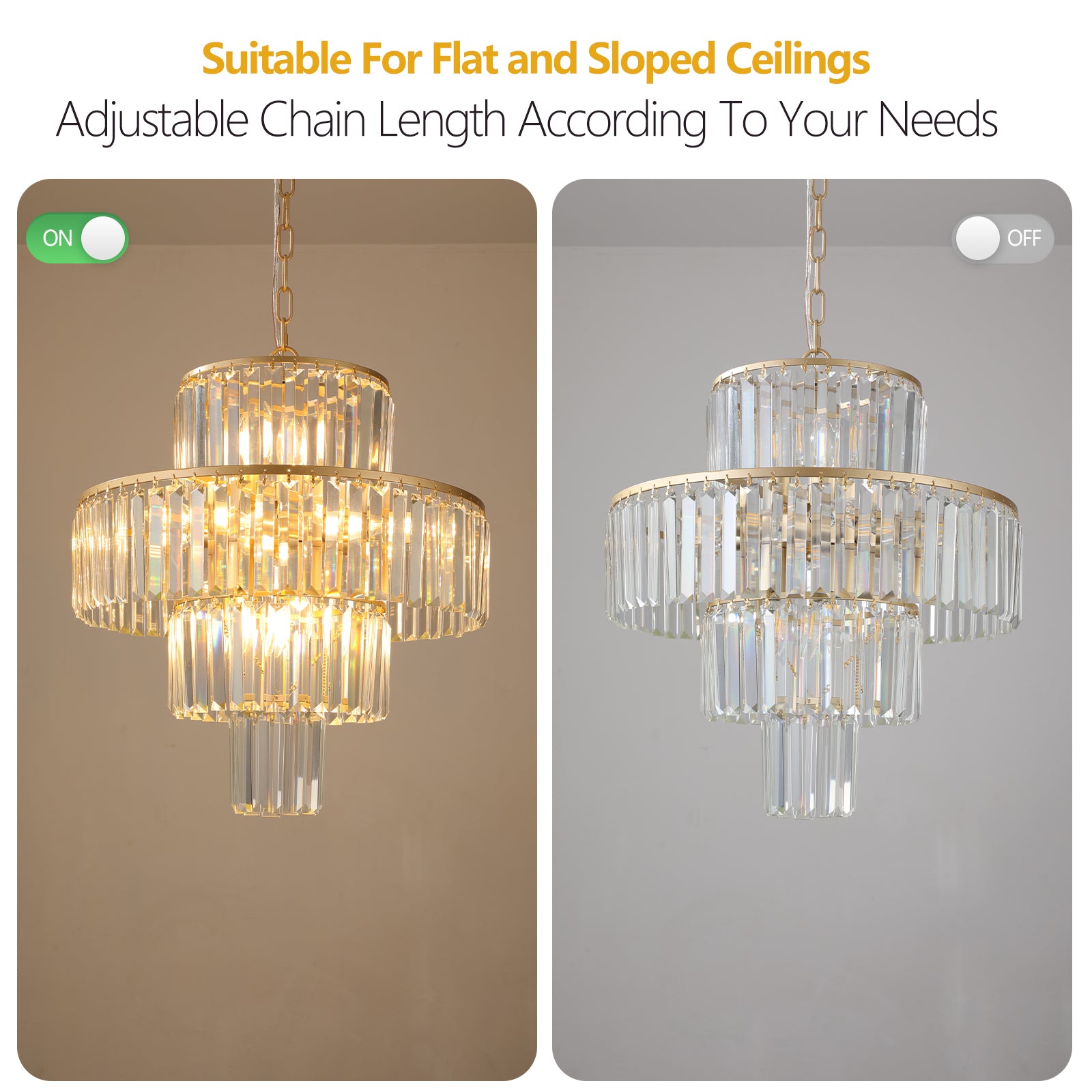 Crystal Chandelier Modern Chandeliers Lights Fixture Hanging Pendant Light Fixture For Dining Room Bedroom Living Room Dia 19.7 Inch Gold Crystal Iron
