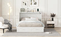 Full Size Murphy Bed Wall Bed With Drawer And A Set Of Sockets & Usb Ports, Pulley Structure Design, White White Solid Wood Mdf