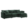 Modern Large Boucle Fabric L Shape Sectional Chenille Fabric, Movable Pedals, Detachable Armrests, Oversized Three Seat Sofa Emerald Chenille 3 Seat