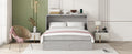 Queen Size Murphy Bed Wall Bed With Drawer And A Set Of Sockets & Usb Ports, Pulley Structure Design, Gray Gray Solid Wood Mdf
