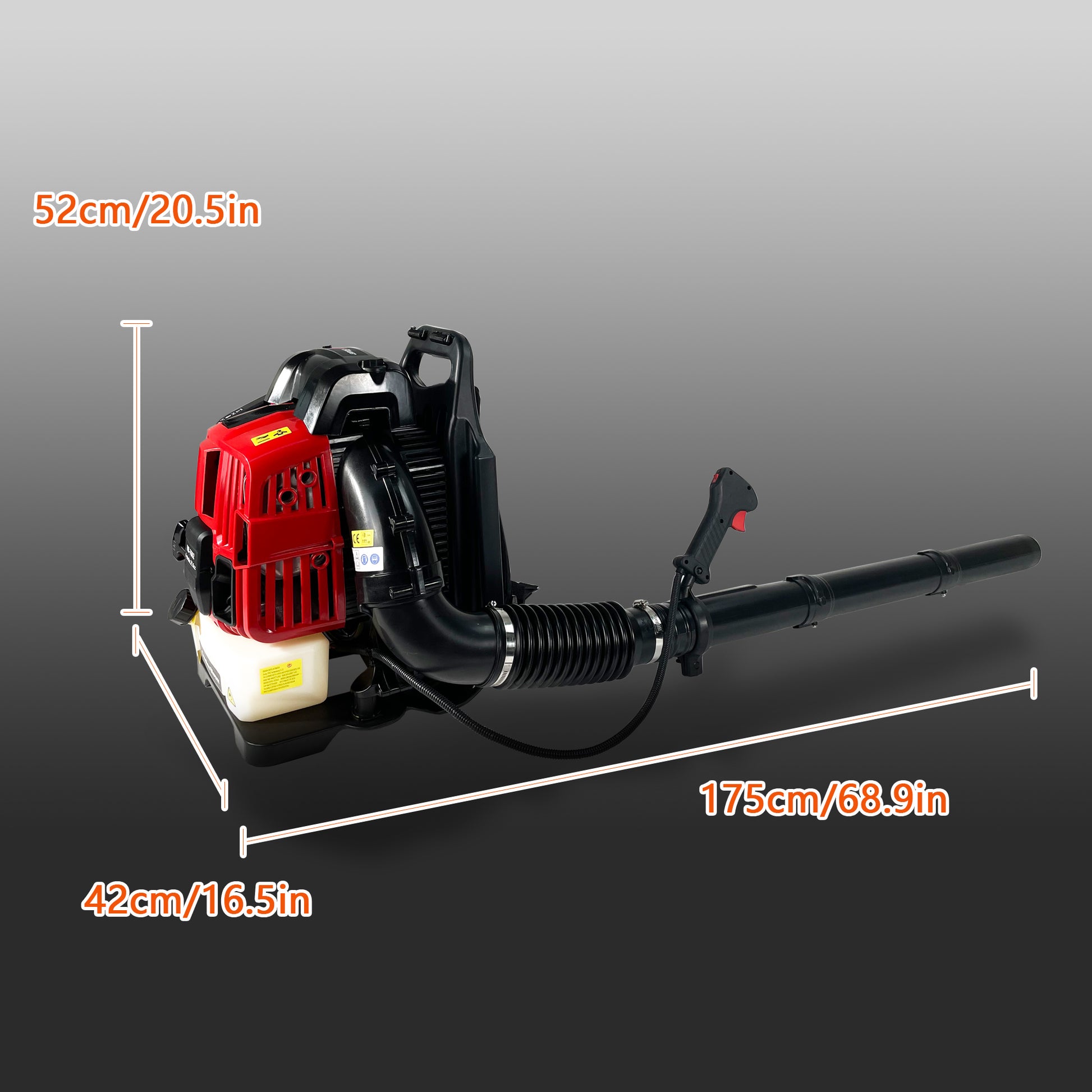 Backpack Gas Leaf Blower,76Cc,660Cfm,200Mph ,4 Stroke Air Cooling Gas Backpack Grass Blower,Snow Blower Epa Compliant Red American Design Metal Metal