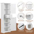 Tall Bathroom Storage Cabinet, Freestanding Storage Cabinet With Drawer And Adjustable Shelf, Mdf Board With Painted Finish, White White Mdf