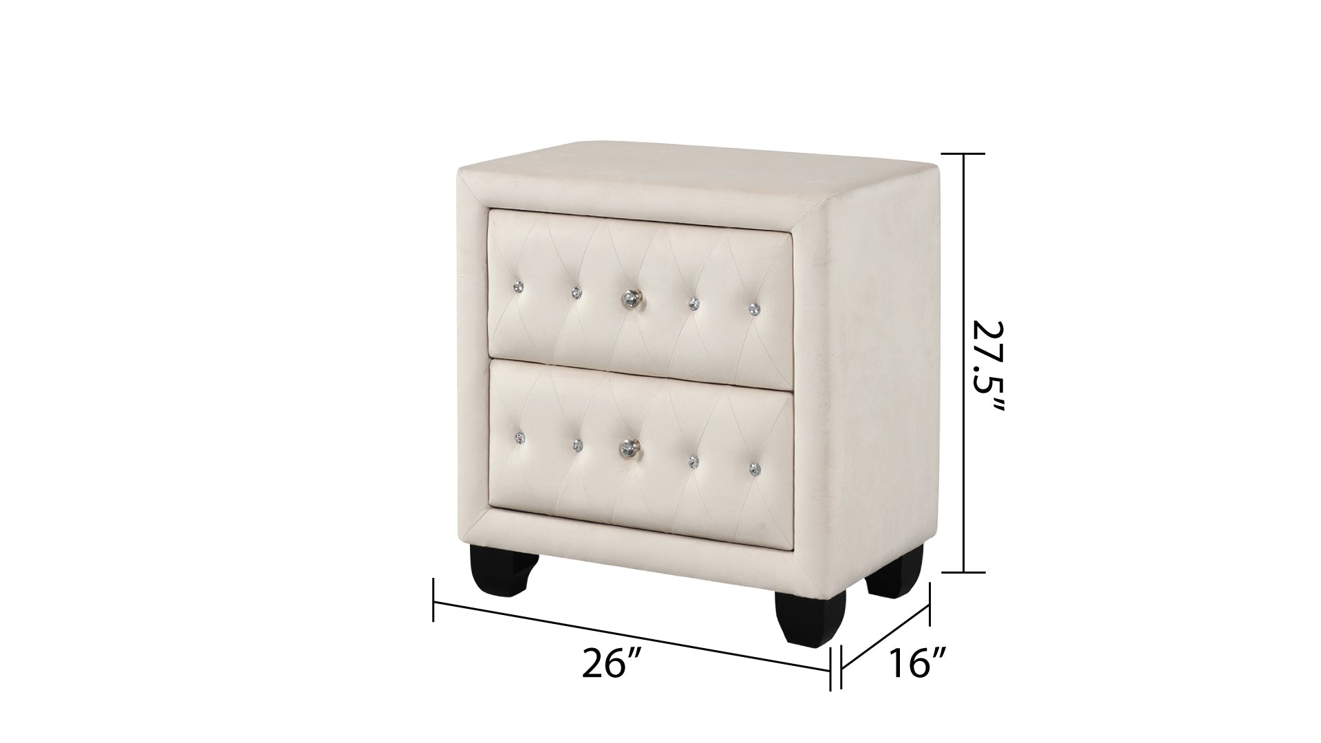 Sophia Crystal Tufted Queen 4 Pc Vanity Bedroom Set Made With Wood In Cream Box Spring Not Required Queen Cream Wood 4 Piece Set Bedroom Contemporary,Modern Upholstered Velvet Tufted Wood