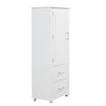 Tall Bathroom Storage Cabinet, Freestanding Storage Cabinet With Two Drawers And Adjustable Shelf, Mdf Board With Painted Finish, White White Mdf