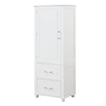 Tall Bathroom Storage Cabinet, Freestanding Storage Cabinet With Two Drawers And Adjustable Shelf, Mdf Board With Painted Finish, White White Mdf