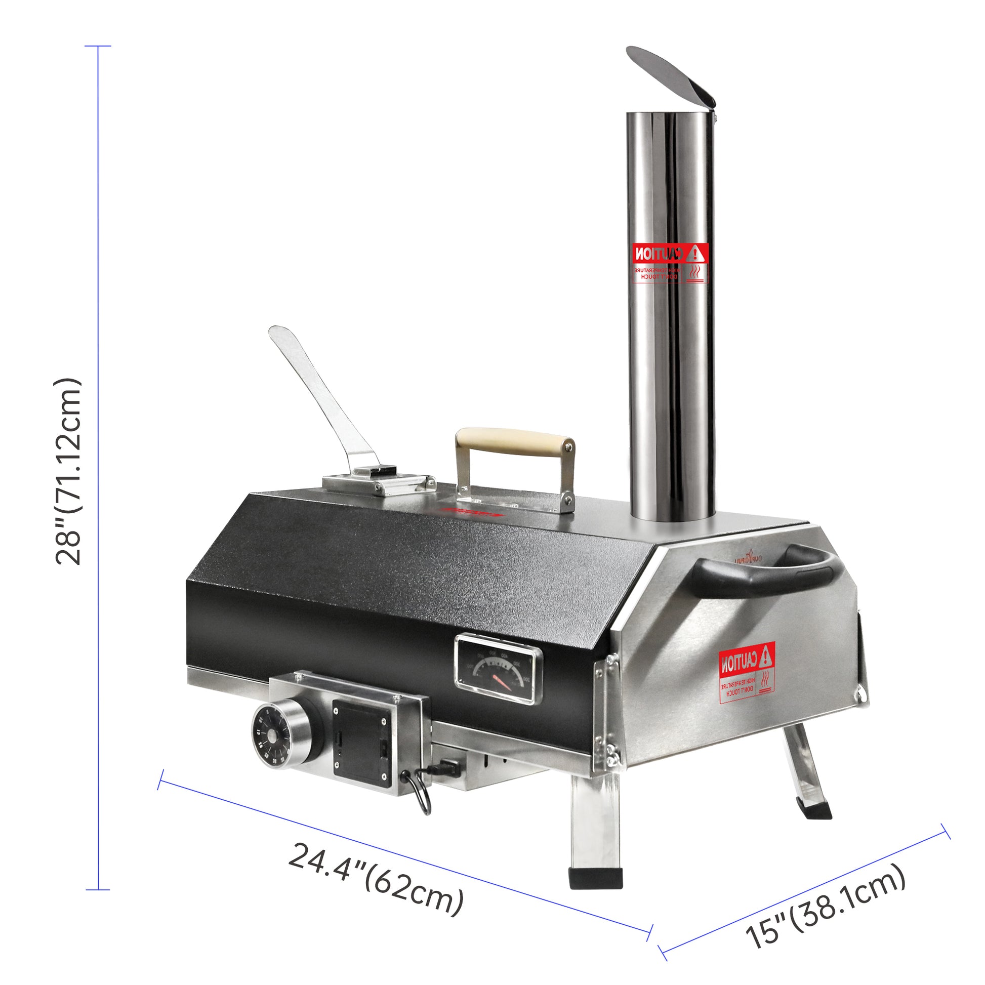 Black 12 Wood Fired Outdoor Pizza Oven Portable Hard Wood Pellet Pizza Oven Ideal For Any Outdoor Kitchen Outdoor Cooking Pizza Maker Backyard Pizza Ovens Countertop Pizza Oven Black Garden & Outdoor American Design Stainless Steel Stainless Steel