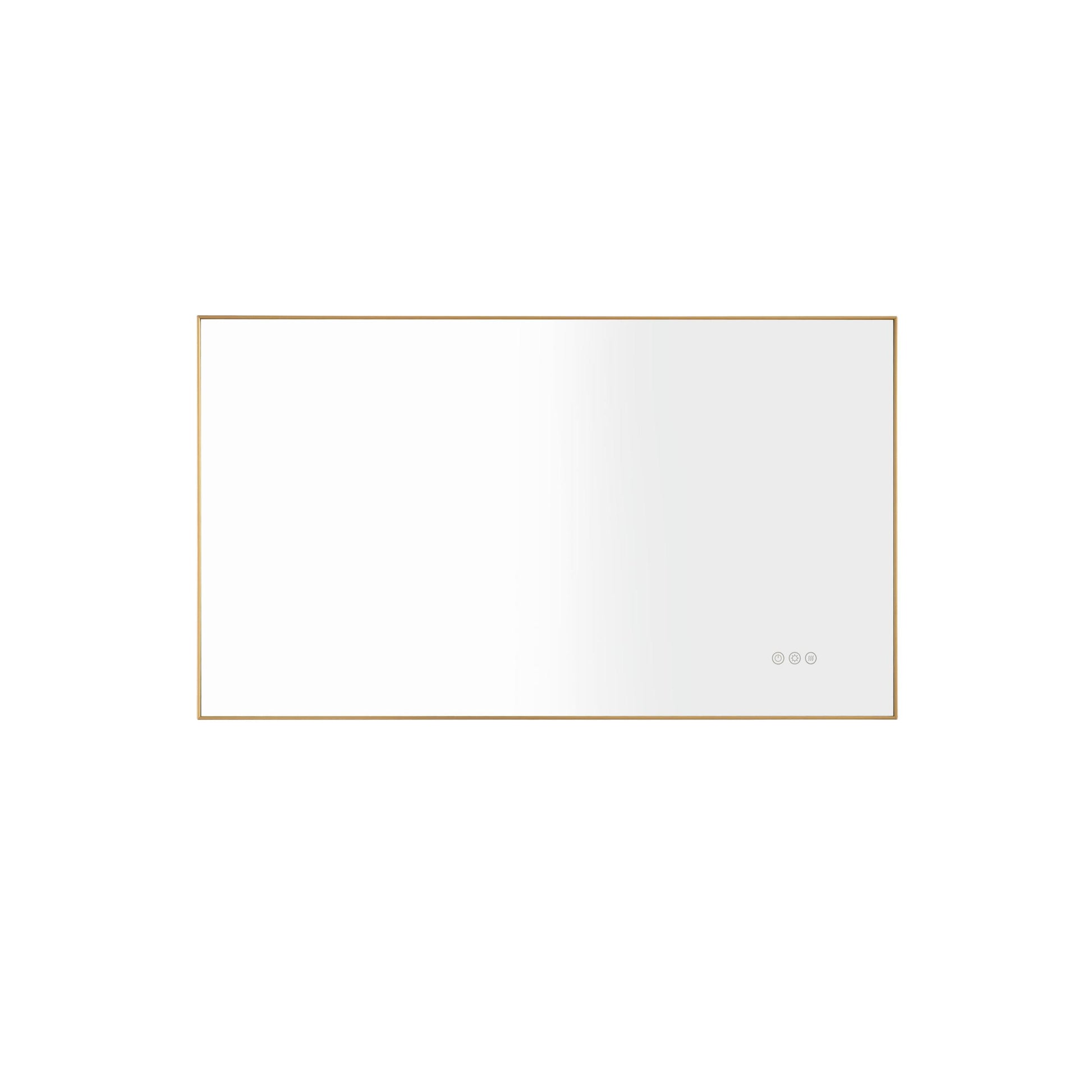 Bathroom Led Mirror Is Multi Functional And Each Function Is Controlled By A Smart Touch Button. Gold Aluminium