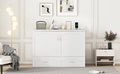 Full Size Murphy Bed Wall Bed With Drawer And A Set Of Sockets & Usb Ports, Pulley Structure Design, White White Solid Wood Mdf