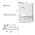 Queen Size Murphy Bed With 1 Side Cabinet Storage Shelf, 68 Inch Cabinet Bed Folding Wall Bed With Desk Combo Perfect For Guest Room, Study, Office,White Old Sku:Bs300491Aac Box Spring Not Required Queen Antique Grey White Wood White Pine Murphy Solid