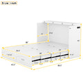 Queen Size Murphy Bed Wall Bed With Drawer And A Set Of Sockets & Usb Ports, Pulley Structure Design, White White Solid Wood Mdf