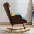 Modern Patchwork Accent Chair With Solid Wood Armrest And Feet, Mid Century Modern Accent Sofa, Fabric Sofa Chair For Living Room Bedroom Studio, Comfy Side Armchair For Bed Blue Antique Blue Foam Cotton Linen