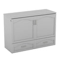 Full Size Murphy Bed Wall Bed With Drawer And A Set Of Sockets & Usb Ports, Pulley Structure Design, Gray Gray Solid Wood Mdf
