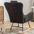Same As W1372105256 35.5 Inch Rocking Chair With Pocket, Soft Teddy Fabric Rocking Chair For Nursery, Comfy Wingback Glider Rocker With Safe Solid Wood Base For Living Room Bedroom Balcony Greg Grey Casual Foam Teddy