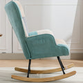 Modern Patchwork Accent Chair With Solid Wood Armrest And Feet, Mid Century Modern Accent Sofa, Fabric Sofa Chair For Living Room Bedroom Studio, Comfy Side Armchair For Bed Green Foam Cotton Linen