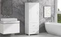 Tall Bathroom Storage Cabinet, Freestanding Storage Cabinet With Two Drawers And Adjustable Shelf, Mdf Board With Painted Finish, White White Mdf