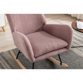 35.5 Inch Rocking Chair With Pocket, Soft Teddy Fabric Rocking Chair For Nursery, Comfy Wingback Glider Rocker With Safe Solid Wood Base For Living Room Bedroom Balcony Pink Pink Casual Foam Teddy