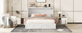 Queen Size Murphy Bed Wall Bed With Drawer And A Set Of Sockets & Usb Ports, Pulley Structure Design, White White Solid Wood Mdf