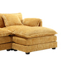 Modern Large Boucle Fabric L Shape Sectional Chenille Fabric, Movable Pedals, Detachable Armrests, Oversized Three Seat Sofa Yellow Chenille 3 Seat