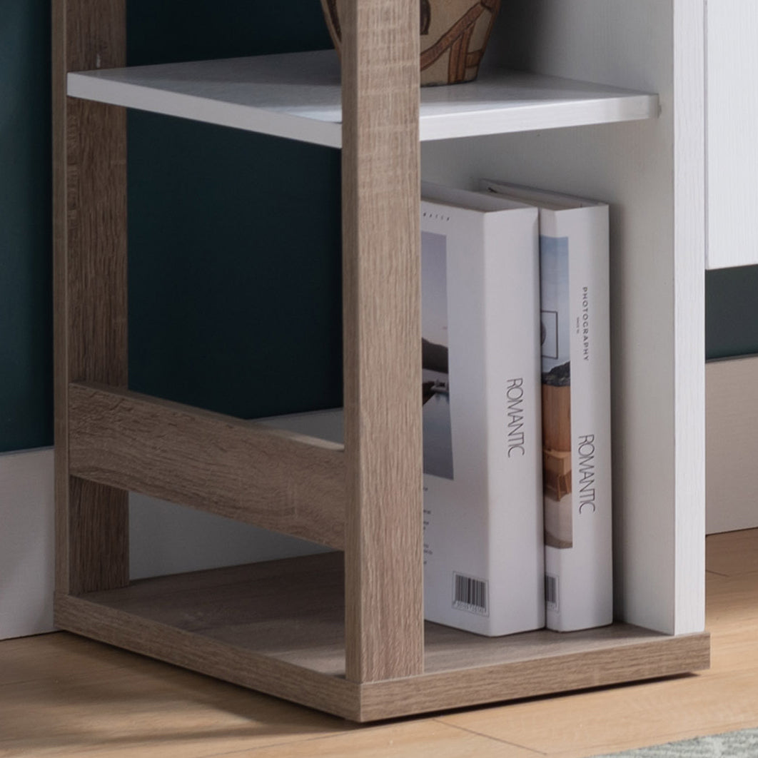 Modernize Kitchen Buffet Organizing Cabinet With 4 Shelves, White & Dark Taupe White Particle Board