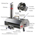 Black 12 Wood Fired Outdoor Pizza Oven Portable Hard Wood Pellet Pizza Oven Ideal For Any Outdoor Kitchen Outdoor Cooking Pizza Maker Backyard Pizza Ovens Countertop Pizza Oven Black Garden & Outdoor American Design Stainless Steel Stainless Steel