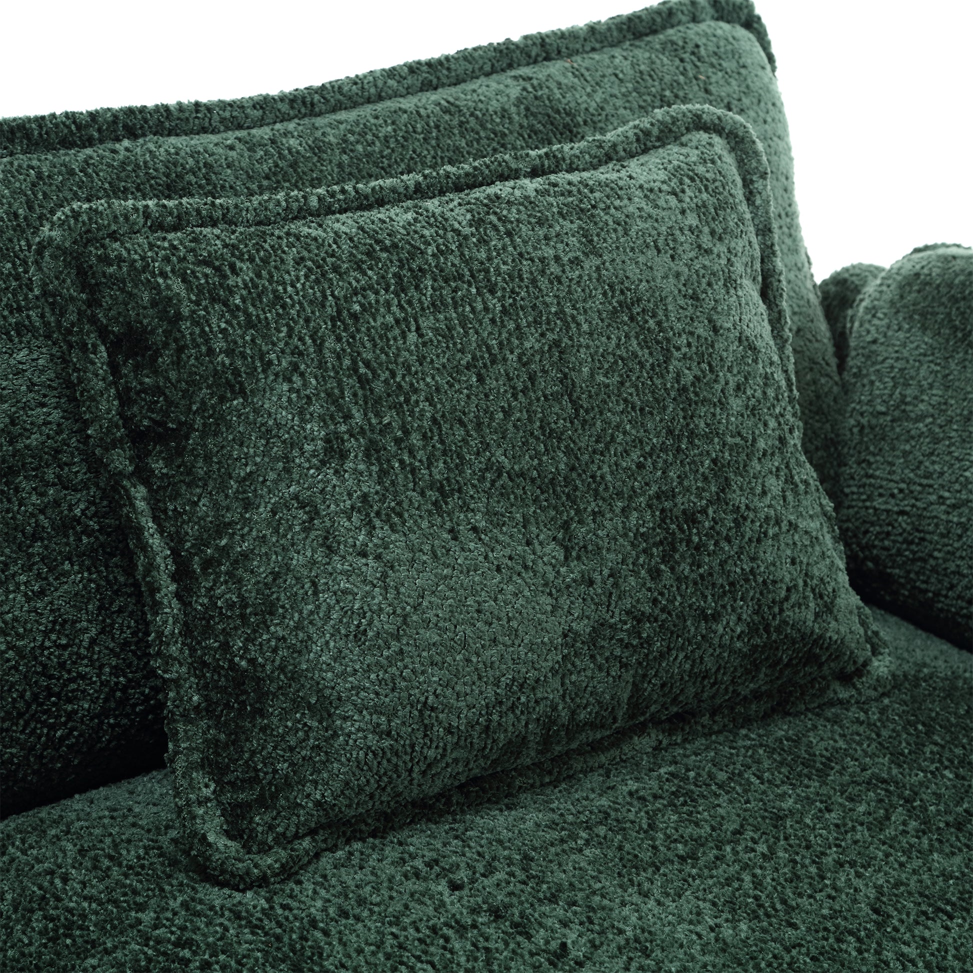 Modern Large Boucle Fabric L Shape Sectional Chenille Fabric, Movable Pedals, Detachable Armrests, Oversized Three Seat Sofa Emerald Chenille 3 Seat