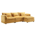 Modern Large Boucle Fabric L Shape Sectional Chenille Fabric, Movable Pedals, Detachable Armrests, Oversized Three Seat Sofa Yellow Chenille 3 Seat