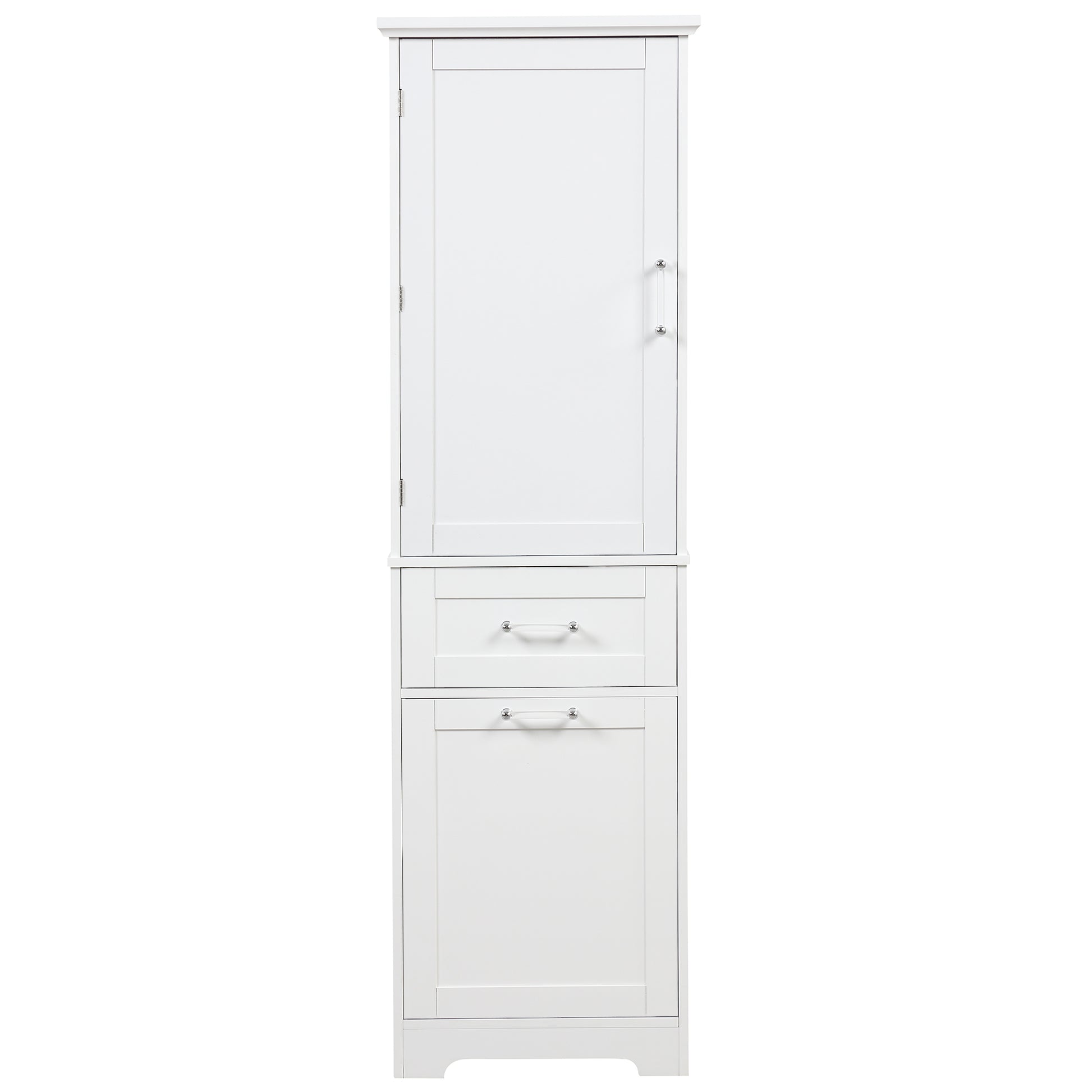 Tall Bathroom Storage Cabinet, Freestanding Storage Cabinet With Two Different Size Drawers And Adjustable Shelf, Mdf Board With Painted Finish, White White Mdf