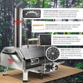 Black 12 Wood Fired Outdoor Pizza Oven Portable Hard Wood Pellet Pizza Oven Ideal For Any Outdoor Kitchen Outdoor Cooking Pizza Maker Backyard Pizza Ovens Countertop Pizza Oven Black Garden & Outdoor American Design Stainless Steel Stainless Steel