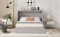 Full Size Murphy Bed Wall Bed With Drawer And A Set Of Sockets & Usb Ports, Pulley Structure Design, Gray Gray Solid Wood Mdf