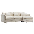 Modern Large Boucle Fabric L Shape Sectional Sofa Beige Boucle 3 Seat