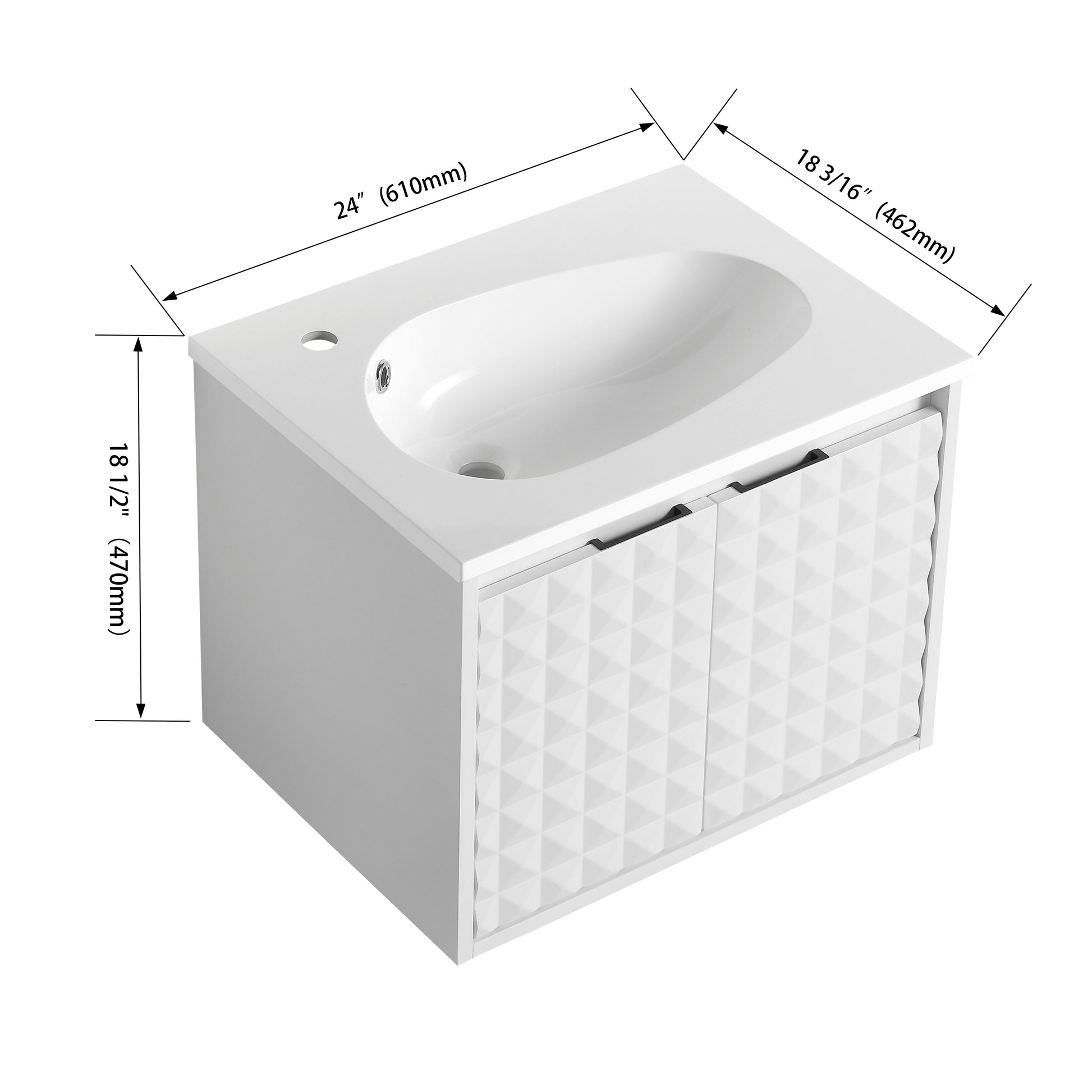 24 Inch Wall Mounted Bathroom Vanity With Sink, Soft Close Doors, For Small Bathroom Kd Packing White 2 Bathroom Wall Mounted Modern Plywood