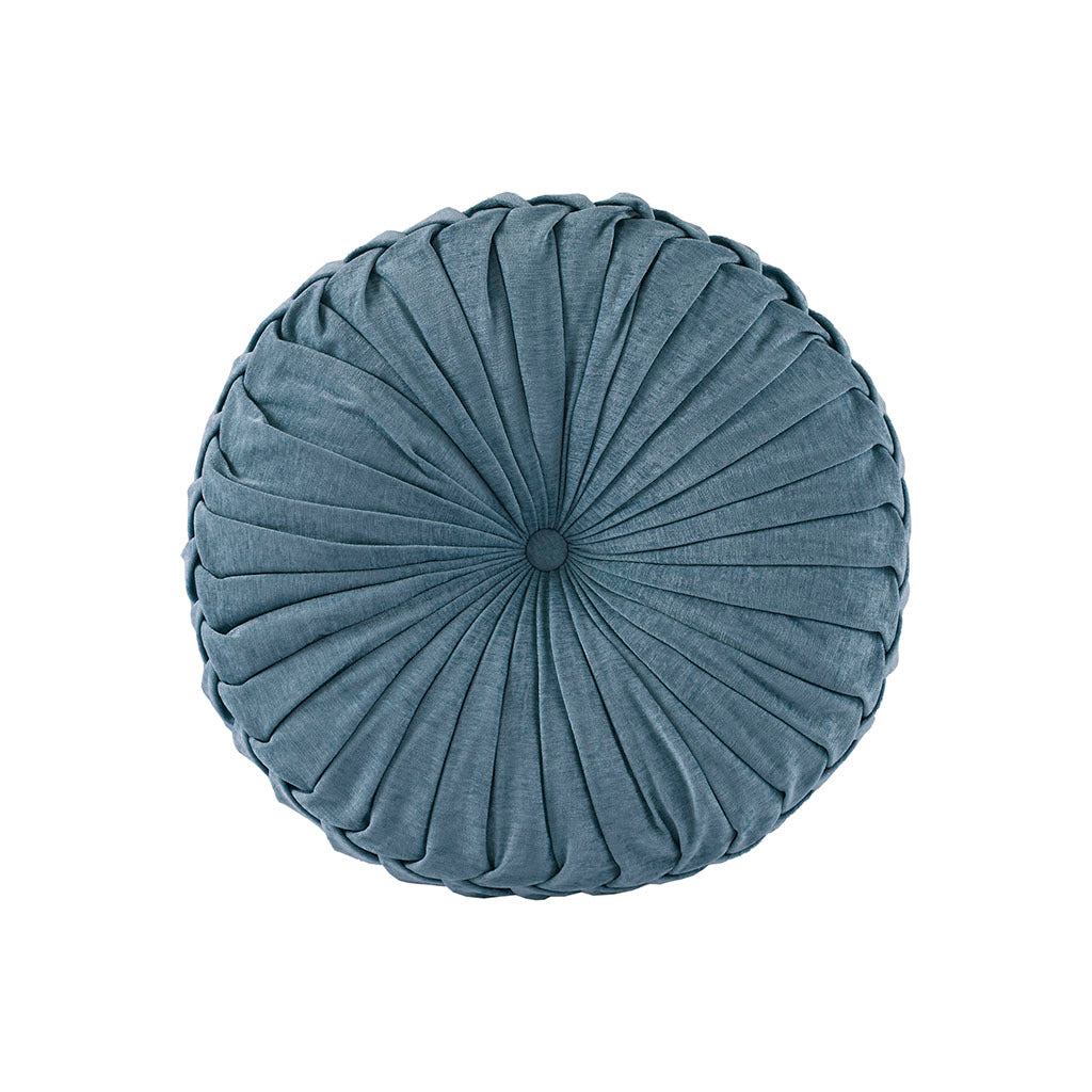 Poly Chenille Round Floor Pillow Cushion Aqua Polyester