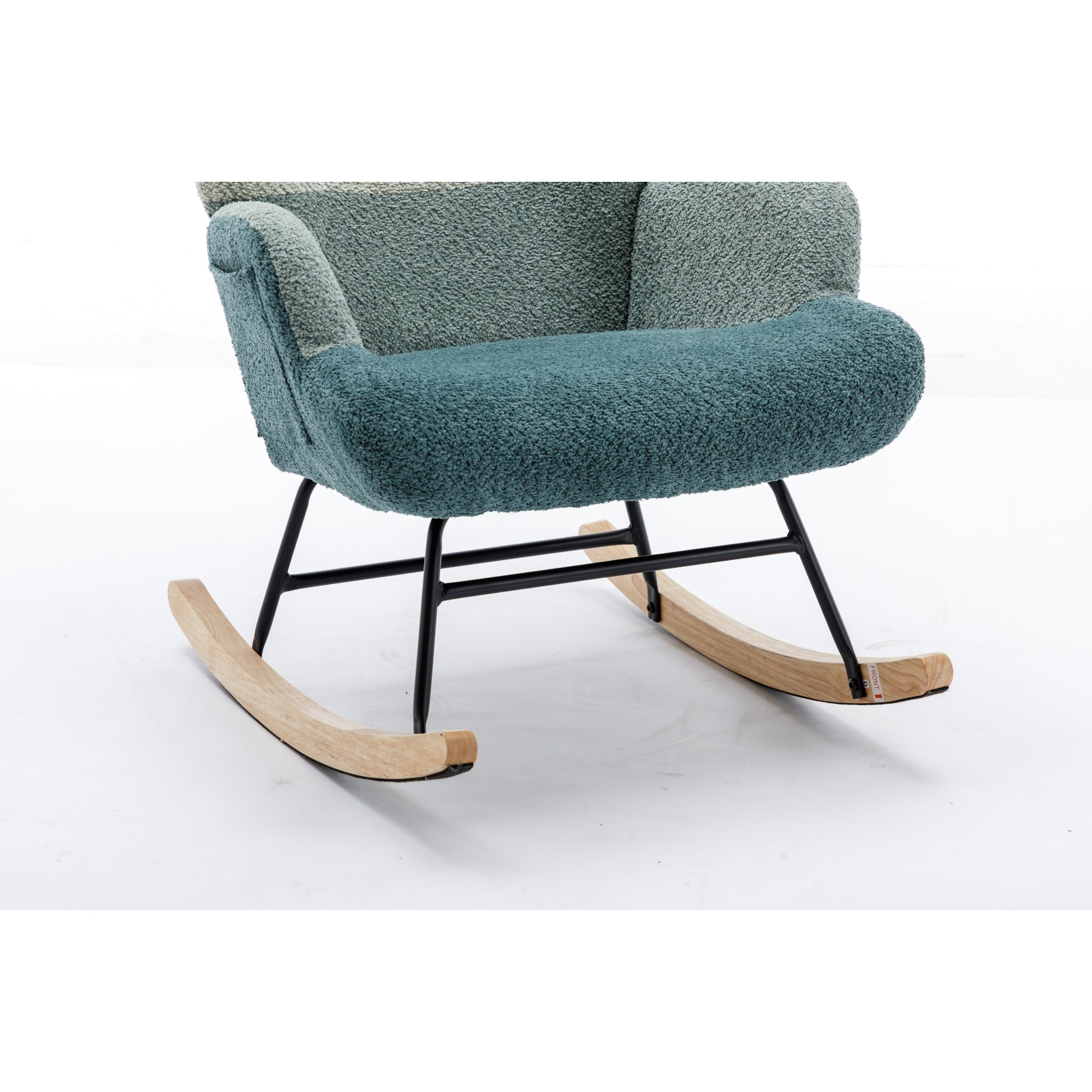 Modern Patchwork Accent Chair With Solid Wood Armrest And Feet, Mid Century Modern Accent Sofa, Fabric Sofa Chair For Living Room Bedroom Studio, Comfy Side Armchair For Bed, Green Dark Green Green Dark Green Foam Teddy