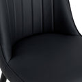 Table And Chair Set. White Imitation Marble Stone Tabletop With Black Metal Legs. Black Pu Leather Backrest And Black Metal Leg Chair. 1 Table And 4 Chairs F 001 C 007 White Sintered Stone