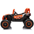 24V Ride On Xxl Utv Car For Kid,2Seater With Two Safety Belts, Side By Side 4X4 Ride On Off Road Truck With Parent Remote Control, Battery Powered Electric Car W High Low Speed, Two Safety Belts. Orange Polyethylene