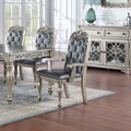 Traditional Silver Grey Finish 9Pc Dining Set Table W 2X Arm Chairs 6X Side Chairs Rubber Wood Intricate Design Tufted Back Cushion Seat Dining Room Furniture Gray Wood Dining Room Extendable Rubberwood Rectangular Dining Table With Chair Upholstered