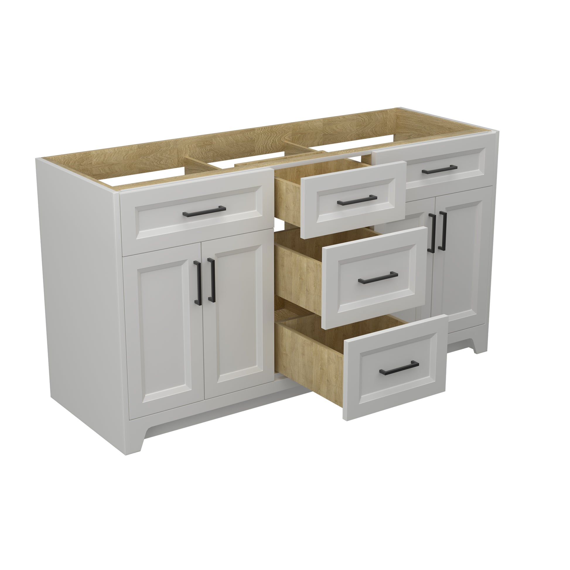 60 Inch Solid Wood Bathroom Vanity Without Top Sink, Modern Bathroom Vanity Base Only, Birch Solid Wood And Plywood Cabinet, Bathroom Storage Cabinet With Double Door Cabinet And 3 Drawers, Light Gray 3 Light Gray 2 5 48 In & Above 36 To 59 In Soft Close