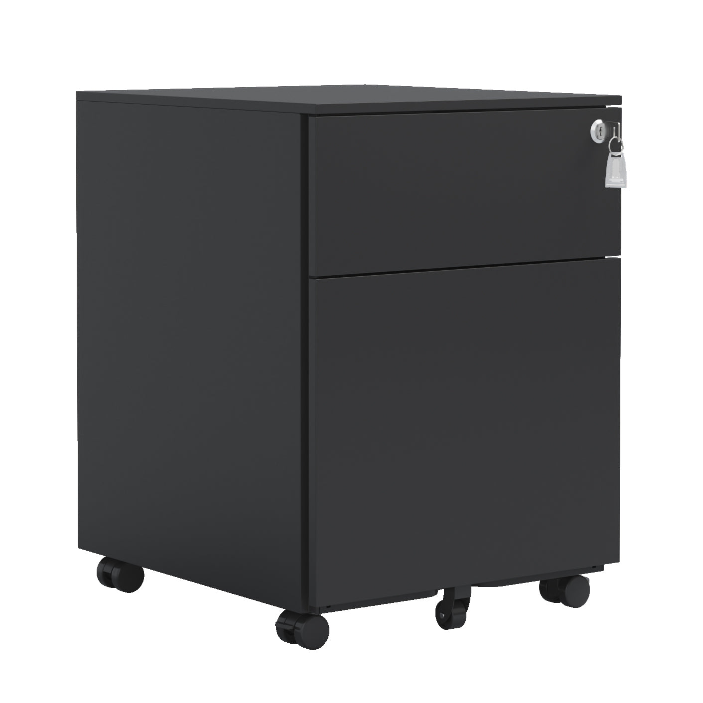 2 Drawer Mobile File Cabinet With Lock Steel File Cabinet For Legal Letter A4 F4 Size, Fully Assembled Except For Wheels, Home Office Design, Black Mobile File Cabinets 1 2 Drawers Powder Coated Black Office Mobile Steel