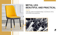 Table And Chair Set. Patterned Sintered Stone Tabletop With Black Metal Legs. Orange Yellow And Gray Dual Color Pu Backrest Cushion And Black Metal Leg Chair.1 Table And 4 Chair.001 007 White Sintered Stone