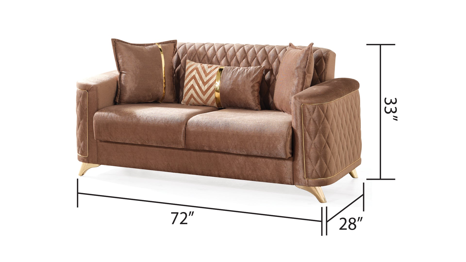 Luna 2Pc Modern Living Room Set In Copper Copper Velvet Wood Primary Living Space Tight Back Contemporary,Modern Upholstered Wood 5 Seat