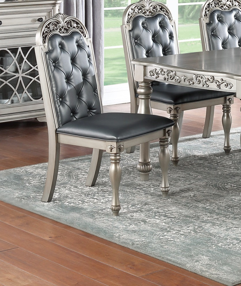 Formal 1Pc Dining Table Only Silver Grey Finish Antique Design Rubberwood Dining Room Furniture Silver Grey Gray Dining Room Antique,Traditional Rubberwood Kitchen & Dining Tables Rubber Wood