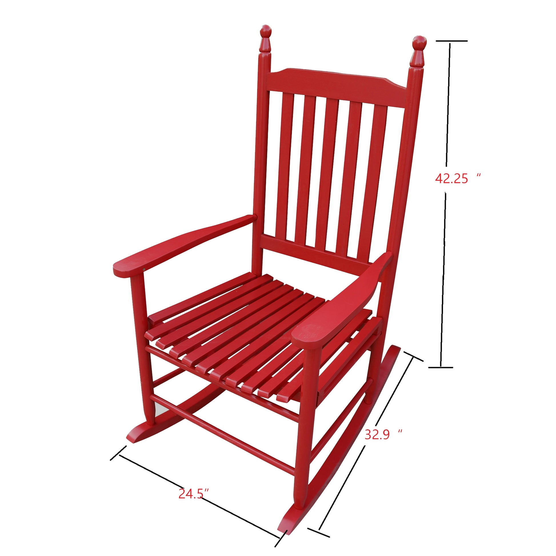 Wooden Porch Rocker Chair Rose Red Rose Red Solid Wood