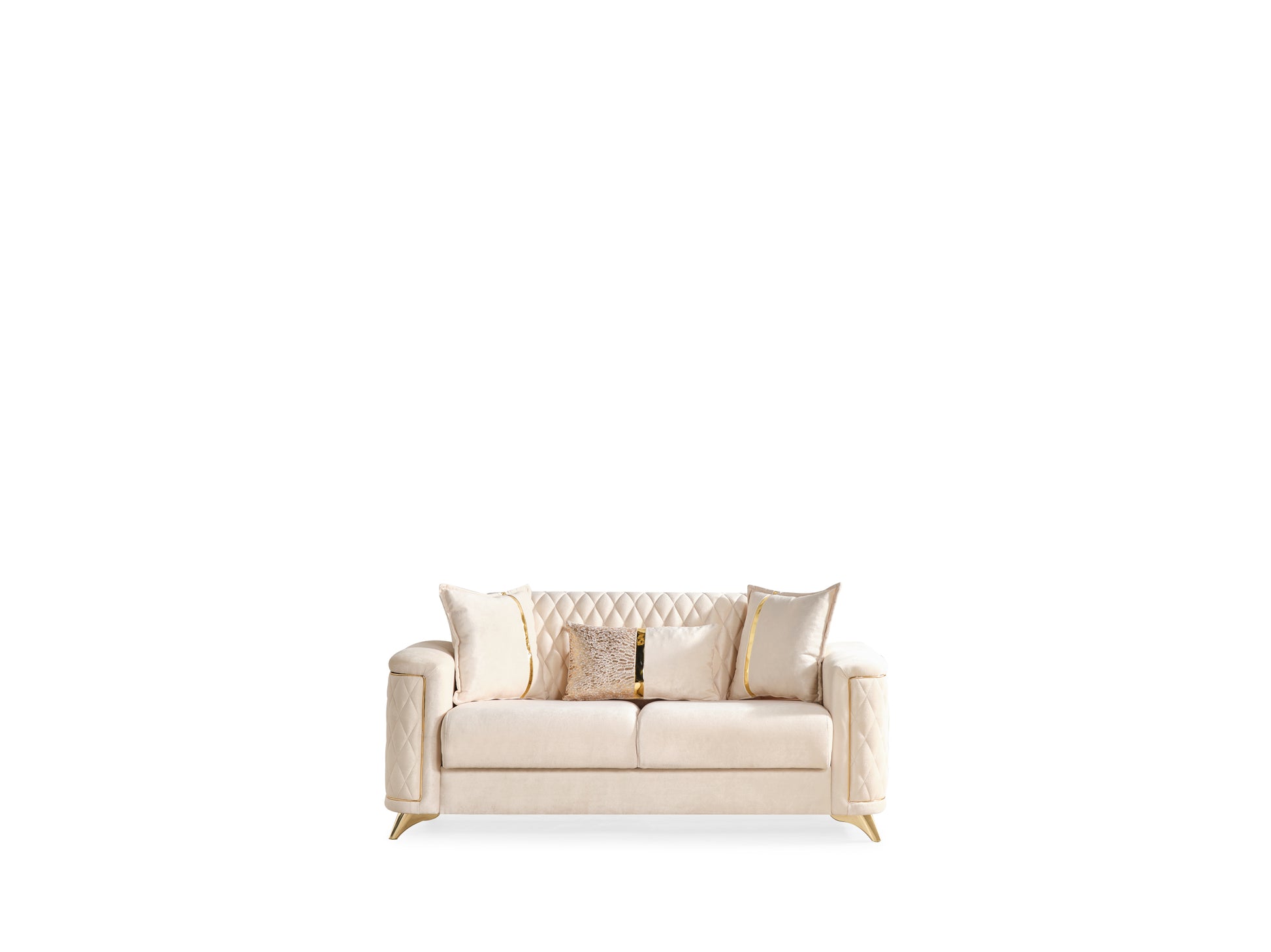 Luna Modern Style Loveseat In Ivory Ivory Velvet Wood Primary Living Space Contemporary,Modern Upholstered Wood