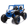 24V Ride On Xxl Utv Car For Kid,2Seater With Two Safety Belts, Side By Side 4X4 Ride On Off Road Truck With Parent Remote Control, Battery Powered Electric Car W High Low Speed, Two Safety Belts. Blue Polyethylene