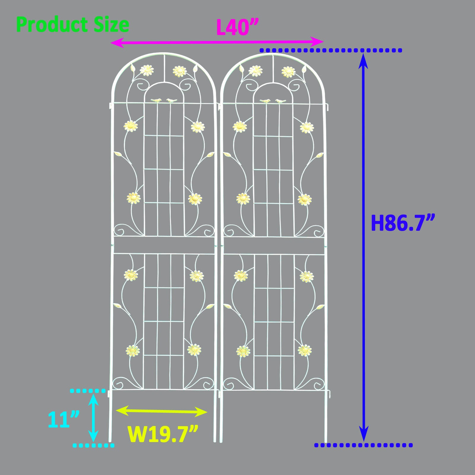 2 Pack Metal Garden Trellis 86.7" X 19.7" Rustproof Trellis For Climbing Plants Outdoor Flower Support Cream White Cream White Garden & Outdoor Iron